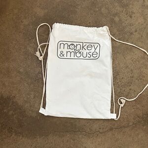Monkey & Mouse White Drawstring Bag